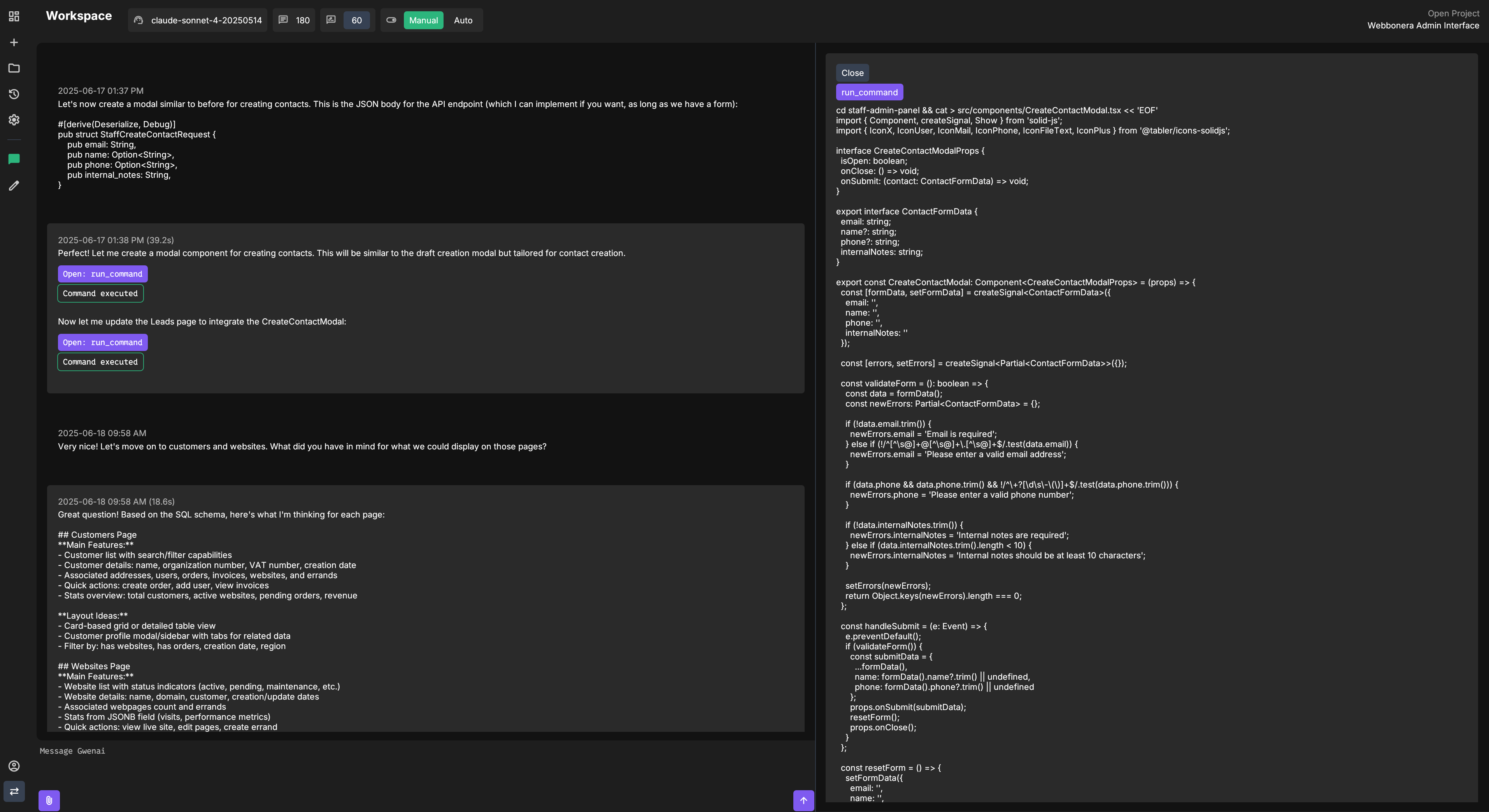 Gwenai workspace interface